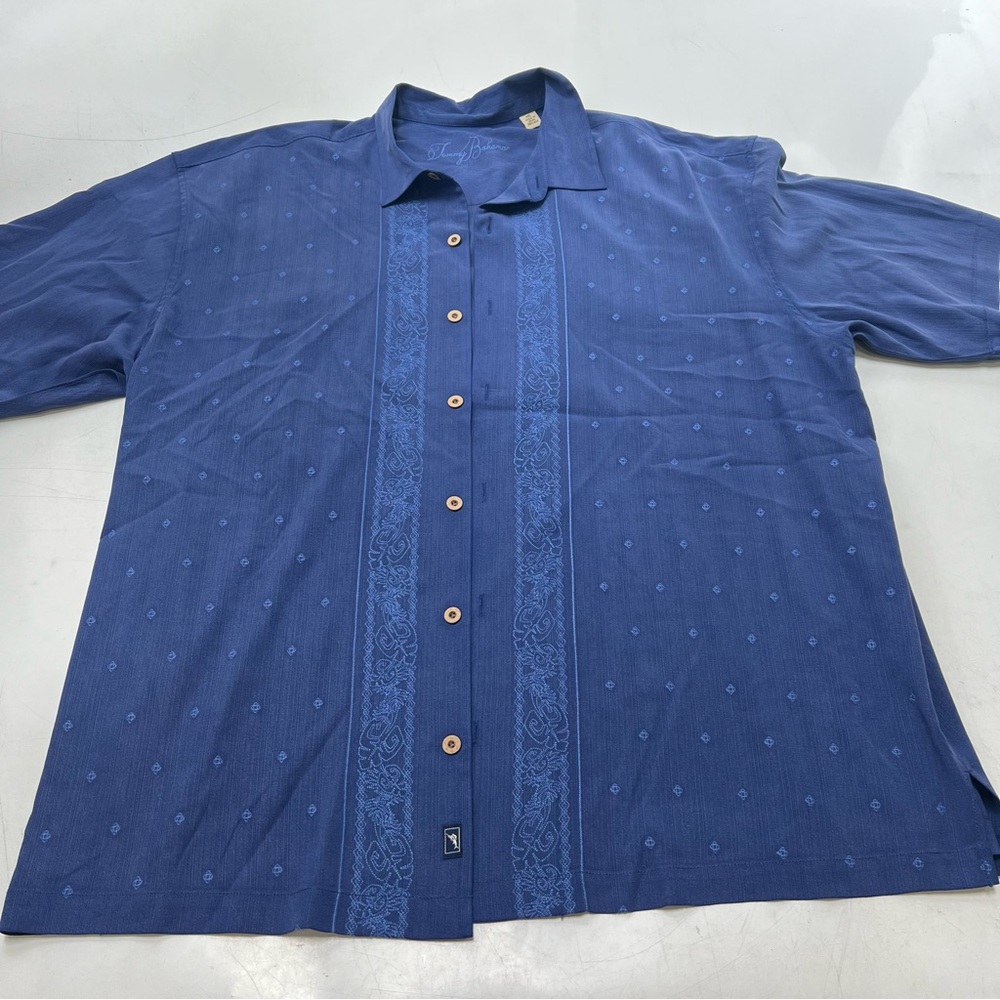 tommy Bahama mens blue button down shirt XXL L125-28